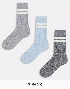 ASOS DESIGN Комплект из 3 пар носков разных цветов с полосками