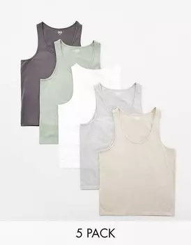 ASOS DESIGN – Комплект из 5 футболок трех разных цветов