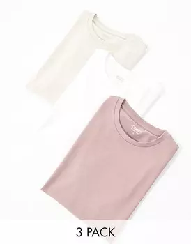 ASOS DESIGN Комплект из трех футболок облегающего силуэта в трех разных цветах