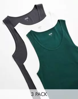 ASOS DESIGN — комплект из трех облегающих топов в рубчик разных цветов