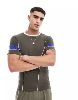 ASOS DESIGN – коричневая футболка подчеркивающего фигуру кроя со связанными элементами