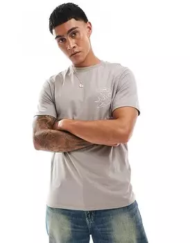 ASOS DESIGN – Коричневая футболка с принтом на груди