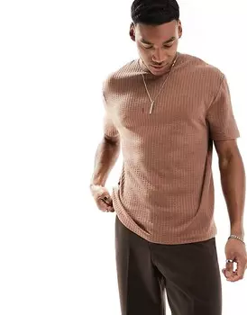 ASOS DESIGN – коричневая футболка свободного кроя из махровой ткани