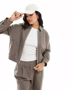 ASOS DESIGN– Коричневая куртка в светлую клетку, часть комплекта