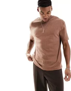 ASOS DESIGN – коричневая рубашка из жатого хлопка свободного кроя