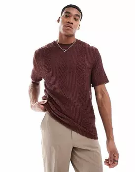 ASOS DESIGN – Коричневая структурированная футболка свободного кроя