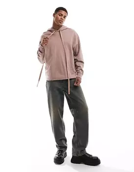 ASOS DESIGN – Коричневая толстовка оверсайз с потертыми швами
