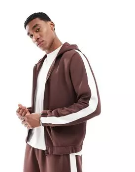 ASOS DESIGN - коричневая толстовка оверсайз с тесьмой, часть комплекта