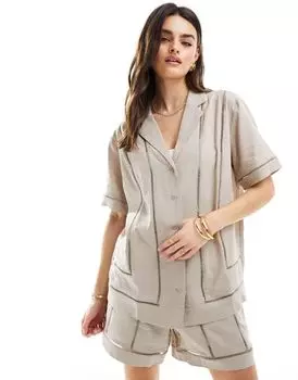 ASOS DESIGN – коричнево-серая рубашка с ажурным узором