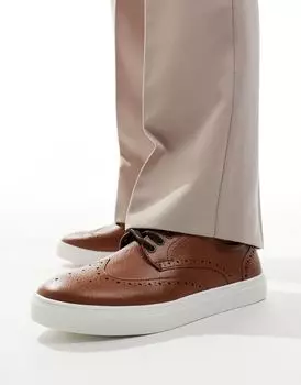 ASOS DESIGN – коричневые броги на шнуровке из искусственной кожи
