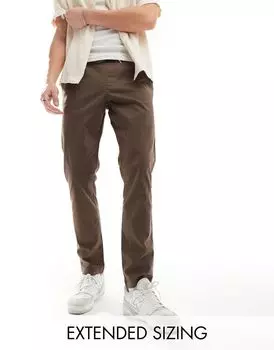 ASOS DESIGN – коричневые приталенные брюки без застежки