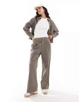 ASOS DESIGN Коричневые широкие брюки в клетку, часть комплекта