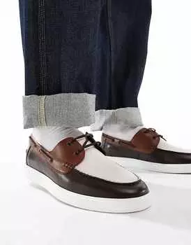 ASOS DESIGN Коричневые туфли на шнуровке со светло-коричневыми замшевыми вставками
