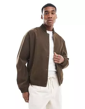 ASOS DESIGN – коричневый бомбер оверсайз из искусственной замши