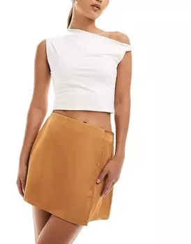 ASOS DESIGN – Короткая атласная юбка с запахом цвета Golden Dusk
