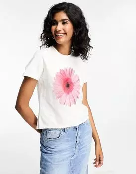 ASOS DESIGN – короткая белая футболка с изображением розового цветка