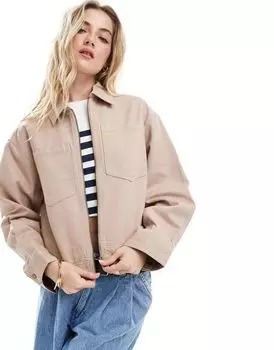 ASOS DESIGN – Короткая куртка из серо-розового твила