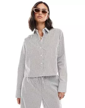 ASOS DESIGN – короткая рубашка оверсайз с синими полосками