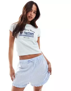 ASOS DESIGN – короткая синяя футболка с изображением яхты