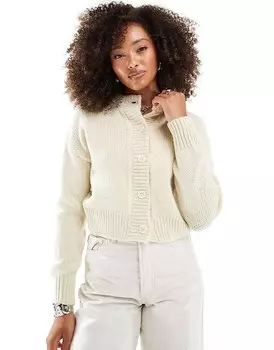 ASOS DESIGN – Короткий кремовый кардиган с круглым вырезом