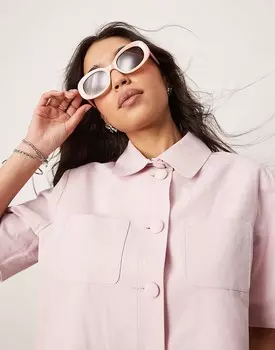 ASOS DESIGN – Короткий пиджак с короткими рукавами и льняным наполнением розового цвета, однотонный
