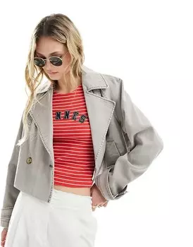 ASOS DESIGN – Короткий тренч бежевого цвета с эффектом потертости