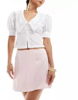 ASOS DESIGN – Красная атласная мини-юбка-тройка с запахом