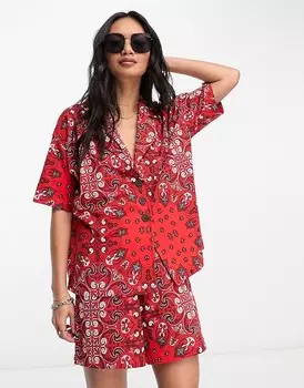 ASOS DESIGN – Красная рубашка оверсайз с узором бандана, часть комплекта