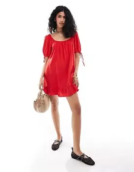 ASOS DESIGN – Красное многослойное мини-платье Luna с завязанными розами