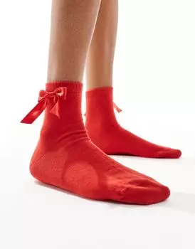 ASOS DESIGN — Красные носки с бантиками