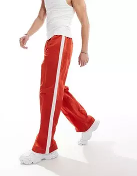 ASOS DESIGN – красные широкие нейлоновые брюки с белыми полосками