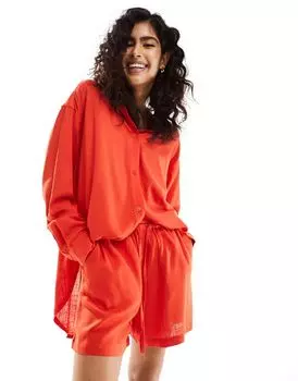 ASOS DESIGN – красные шорты из смесового льна без застежки