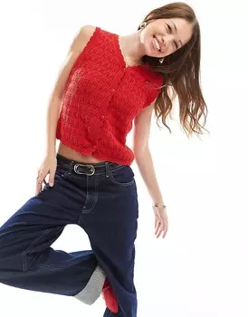 ASOS DESIGN – красный кардиган с фестончатым краем