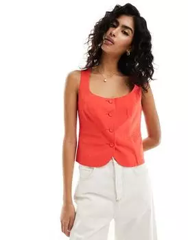 ASOS DESIGN – Красный льняной жилет с U-образным вырезом