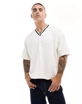 ASOS DESIGN – кремовая футболка оверсайз свободного кроя с декоративным швом