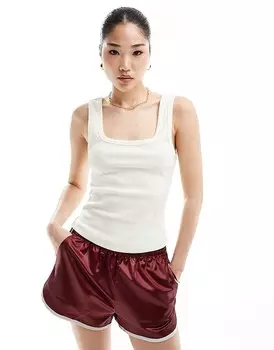 ASOS DESIGN – Кремовая футболка с квадратным вырезом