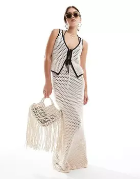 ASOS DESIGN – Кремовая трикотажная длинная юбка