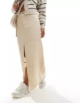 ASOS DESIGN – Кремовая юбка-макси из трех частей карго