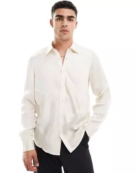 ASOS DESIGN – кремово-белая рубашка из жатого атласа с прикрепленными вставками