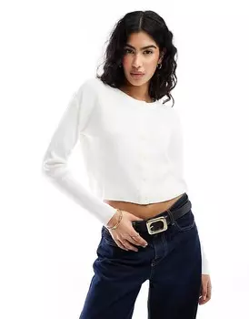 ASOS DESIGN – Кремовый приталенный кардиган с круглым вырезом
