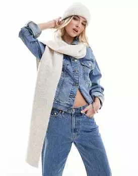 ASOS DESIGN – Кремовый шарф в рубчик с добавлением шерсти