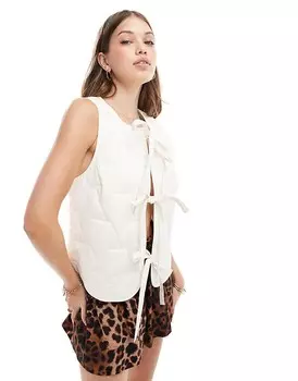ASOS DESIGN – Кремовый стеганый топ с завязкой спереди
