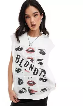 ASOS DESIGN – Кремовый топ без рукавов оверсайз с лицензионной графикой Blondie