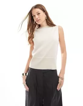 ASOS DESIGN – кремовый трикотажный топ без рукавов