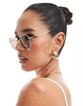 ASOS DESIGN – Круглые солнцезащитные очки в золотистой металлической оправе