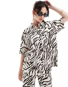 ASOS DESIGN – Курортная льняная рубашка с текстурой зебры