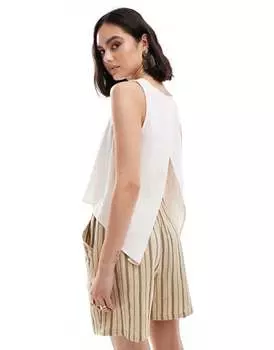 ASOS DESIGN - Льняной топ натурального тона с запахом сзади