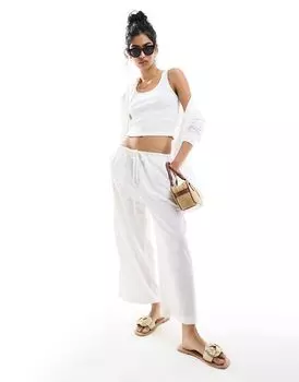 ASOS DESIGN — льняные брюки-кюлоты белого цвета
