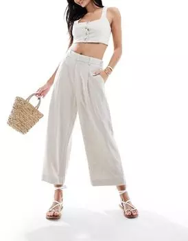ASOS DESIGN — льняные брюки-кюлоты натурального тона для папы