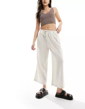ASOS DESIGN — льняные брюки-кюлоты нейтрального цвета